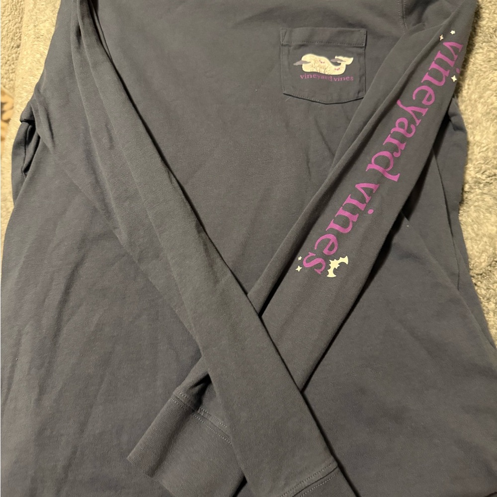Vineyard Vines Charcoal Shirt with Pink Logo